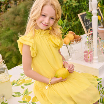 Girls Yellow Bow Dress