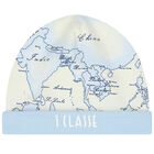 Baby Boys Ivory & Blue Geo Map Hat, 1, hi-res