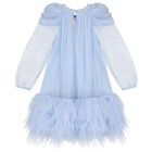 Girls Blue Embellished Tulle Dress, 1, hi-res