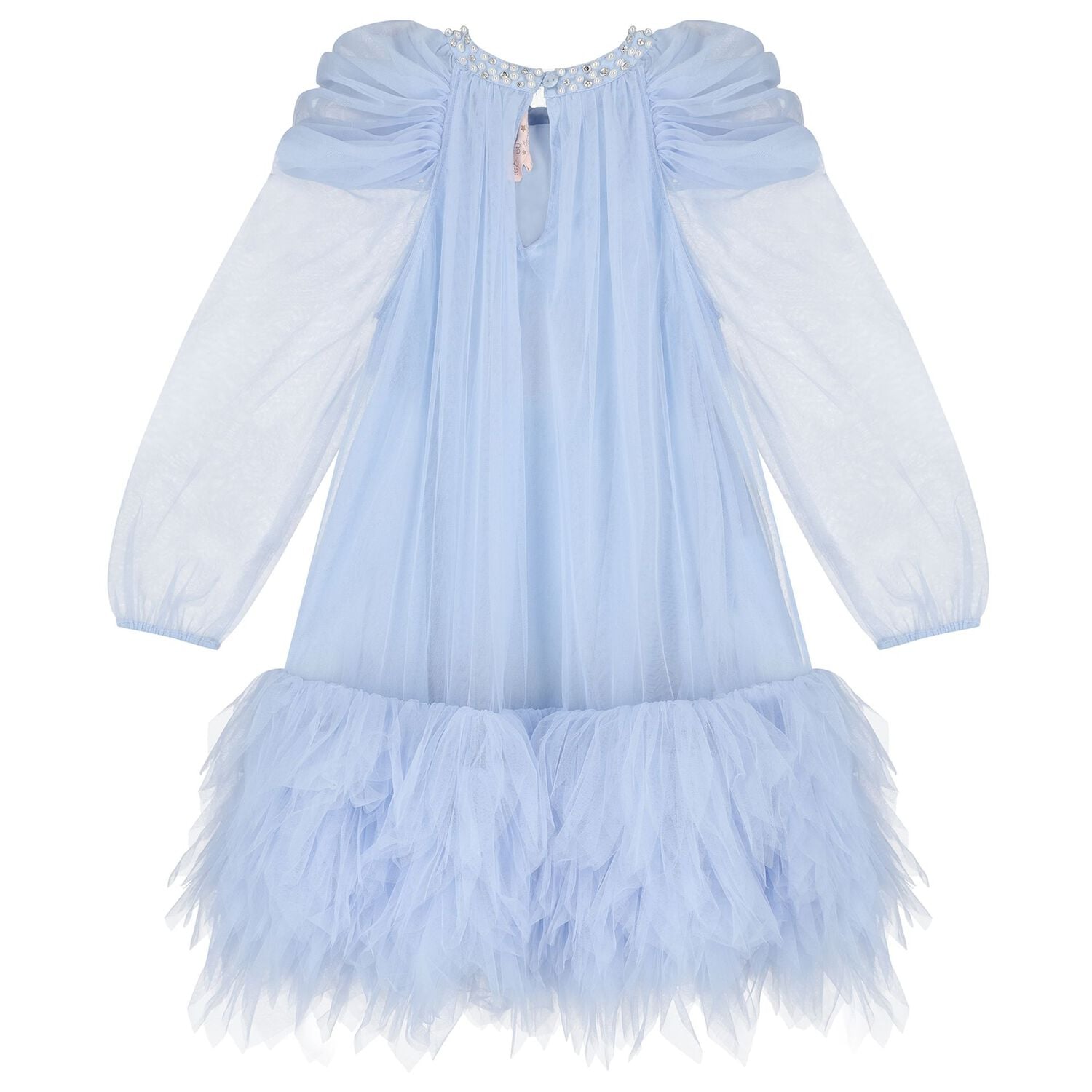 Girls Blue Embellished Tulle Dress, 1, hi-res