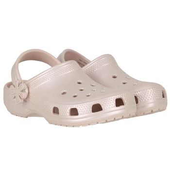 Girls Metallic Beige Classic Clogs Sandals 