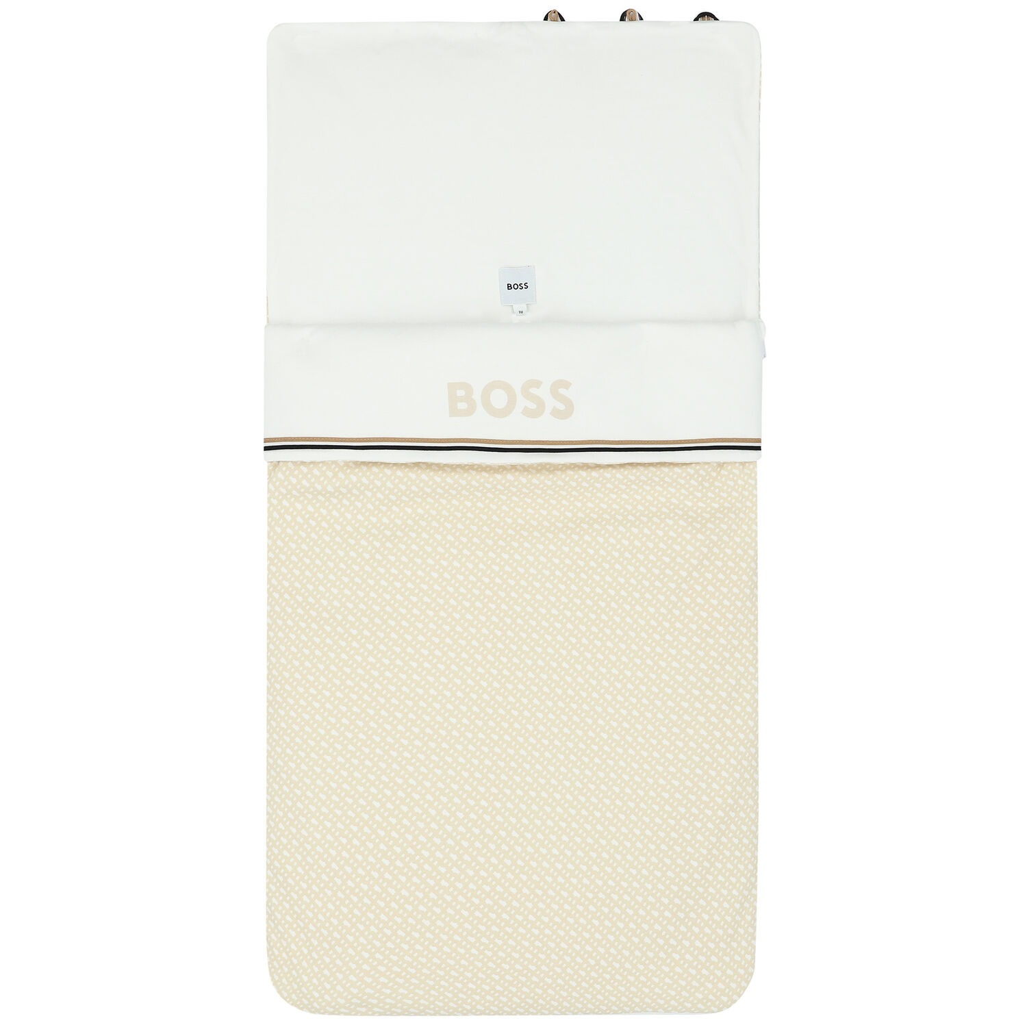 مدس بالشعار باللون البيج والابيض, 1, hi-res