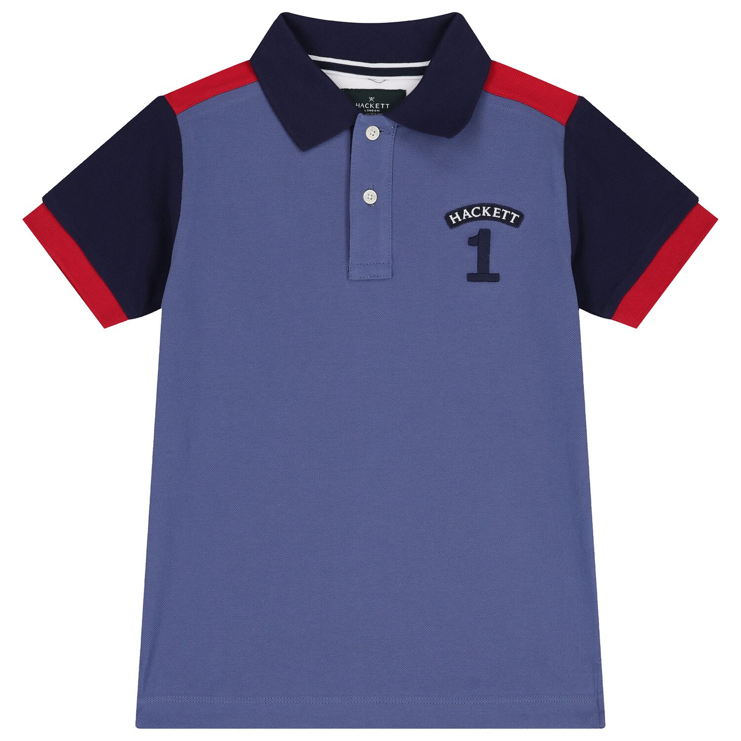 Boys Blue & Red Logo Polo Shirt, 1, hi-res image number null