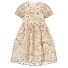 Girls Beige Embellished Dress, 1, hi-res