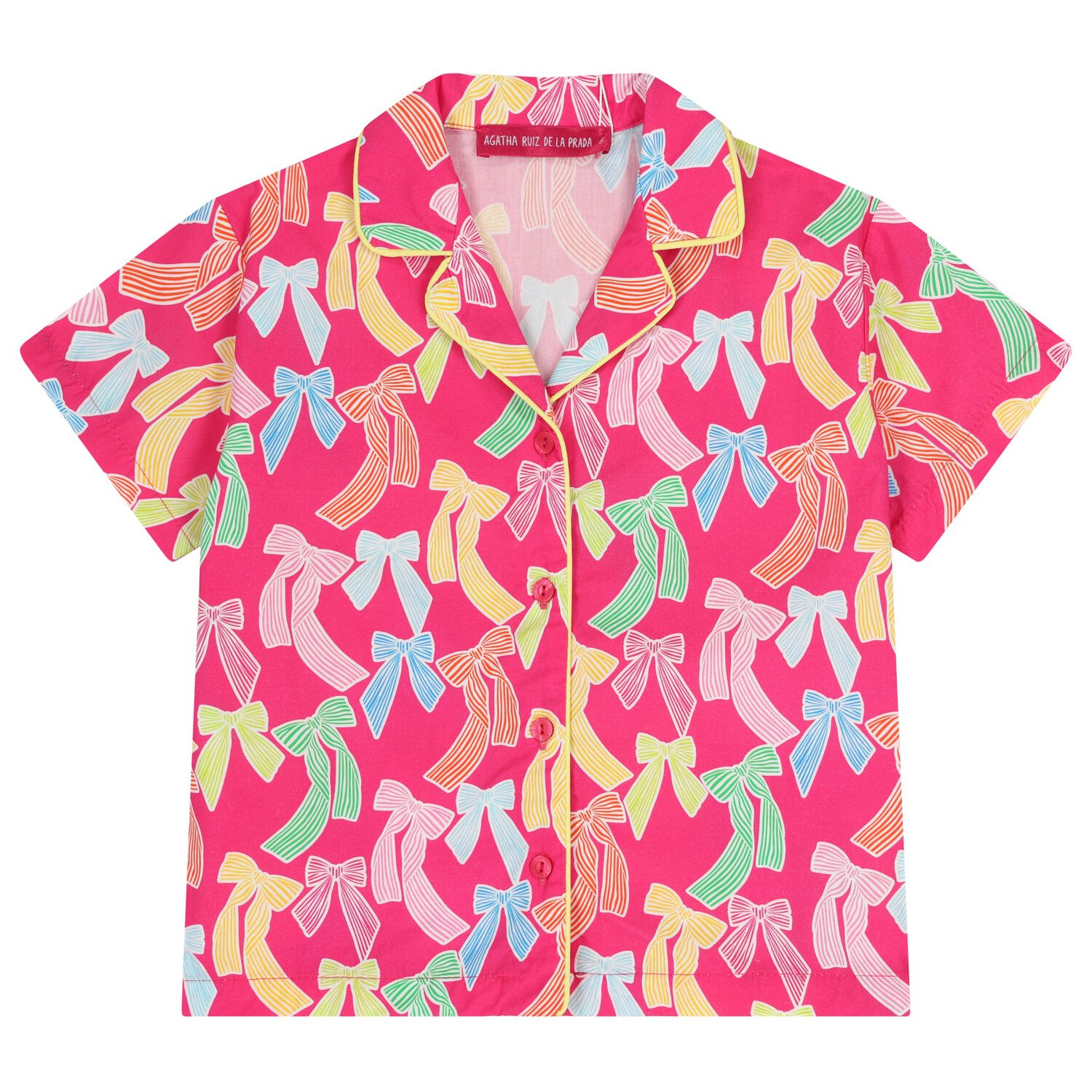 Girls Pink Bow Shirt, 1, hi-res