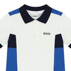 Younger Boys White Logo Polo Shirt, 1, hi-res