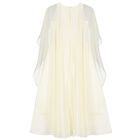 Girls Ivory Crystal Waist & Chiffon Cape Dress, 1, hi-res