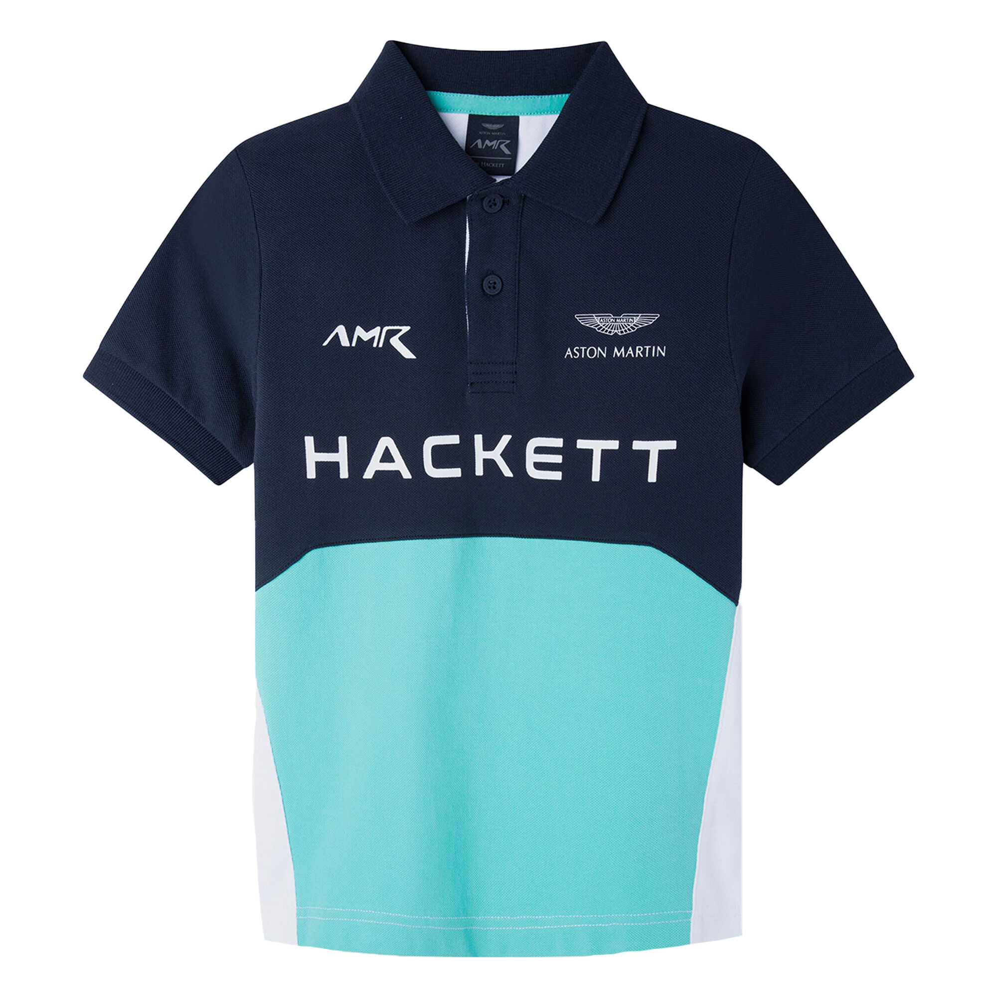 Hackett London Boys Navy Aqua White Logo Polo Shirt Junior Couture USA