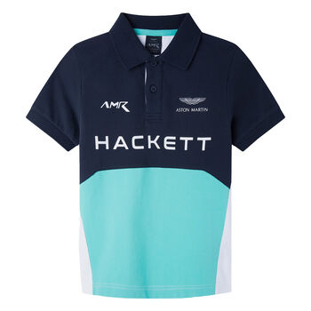 Boys Navy, Aqua & White Logo Polo Shirt
