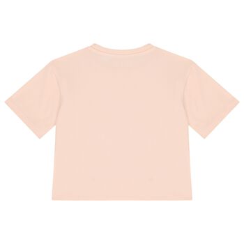 Girls Pink Embellished Logo T-Shirt