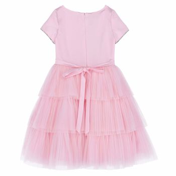 Girls Pink Satin & Tulle Dress