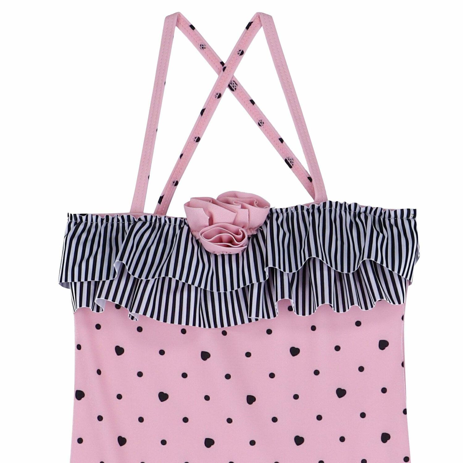 Girls Pink & Black Swimsuit, 1, hi-res image number null