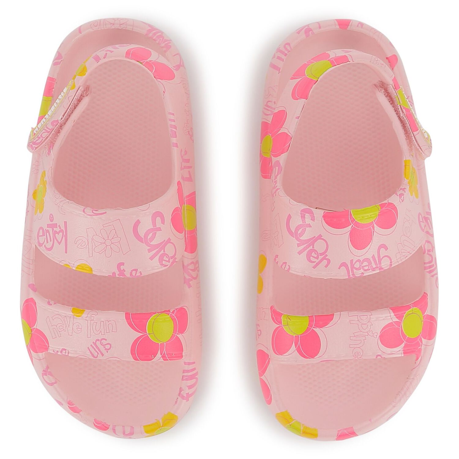 Girls Pink Floral Sandals, 1, hi-res