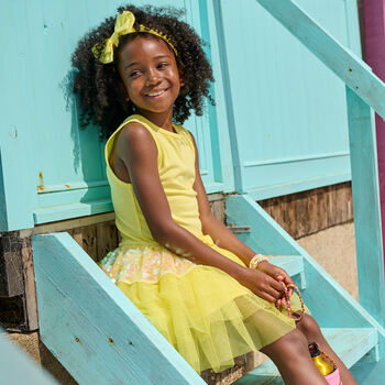 Girls Yellow Tulle & Sequin Dress