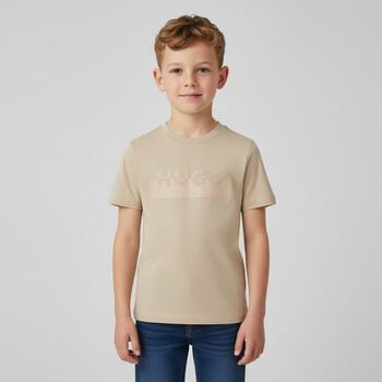 Boys Beige Logo T-Shirt