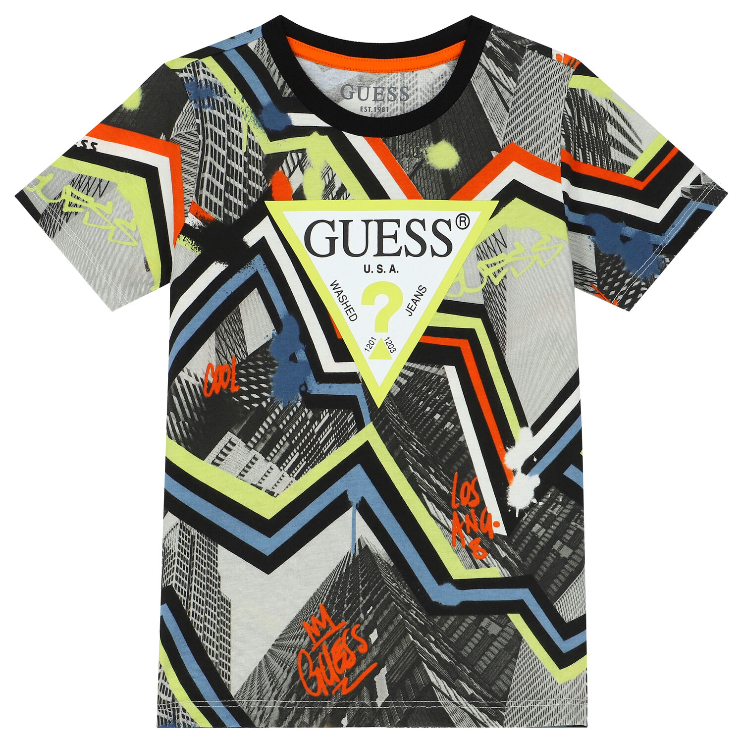 تيشيرت أولاد بالشعار متعدد الألوان, 1, hi-res