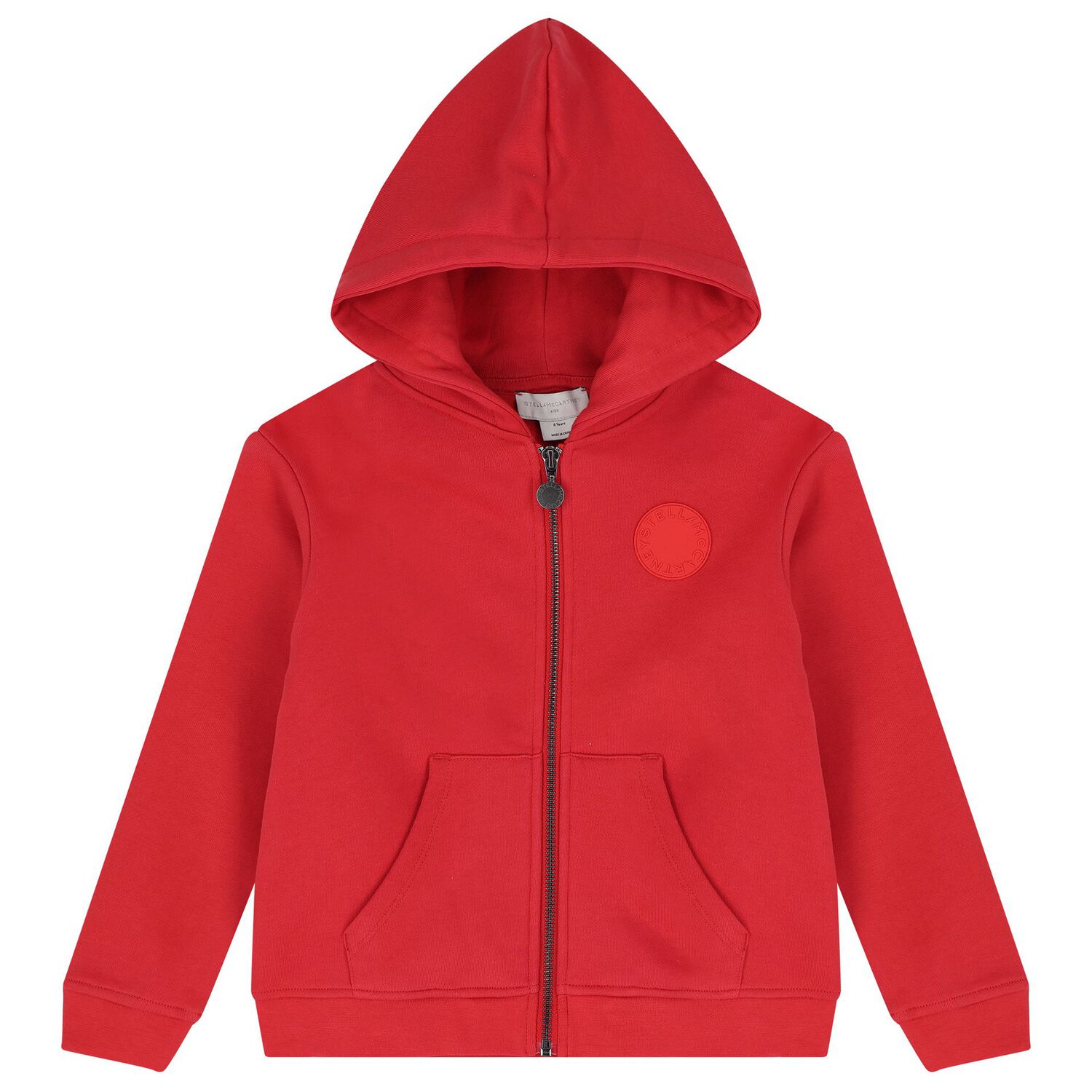 Boys Red Logo Hooded Zip Up Top, 1, hi-res