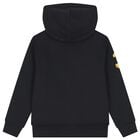 Boys Black Logo Hooded Top , 1, hi-res
