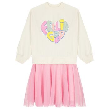 Girls Ivory & Pink Tulle Dress