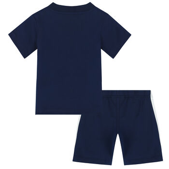 Younger Boys Navy Logo Shorts Set