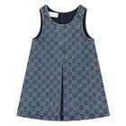 Younger Girls Denim Blue GG Dress, 1, hi-res