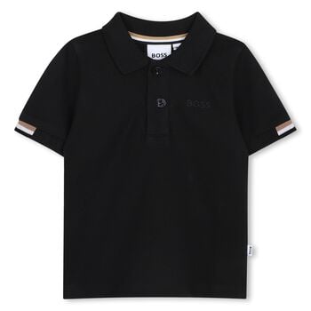 Younger Boys Black Logo Polo Shirt