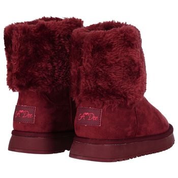 Girls Burgundy Faux Fur Boots