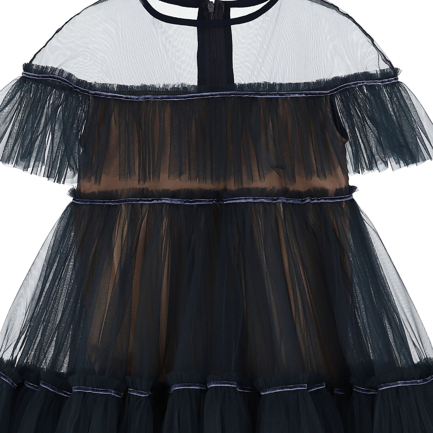 Girls Navy Blue Tulle Dress, 1, hi-res