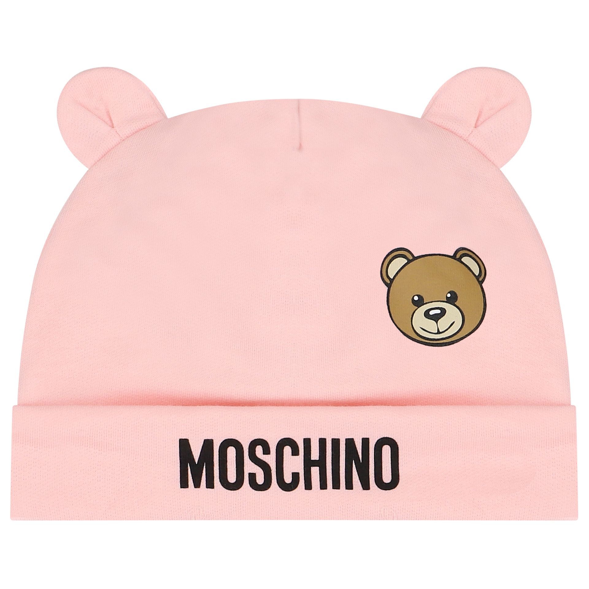Moschino Baby Girls Pink Teddy Bear Logo Babygrow Gift Set Moschino Baby Girls Pink Teddy Bear Logo Babygrow Gift Set