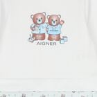 Baby Boys White & Blue Teddy Bear Logo Babygrow, 1, hi-res