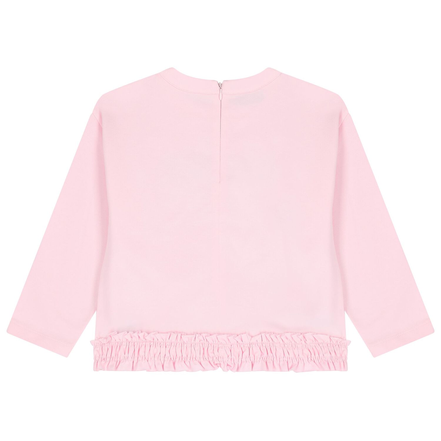 Girls Pink Logo Ruffled Sweatshirt, 1, hi-res