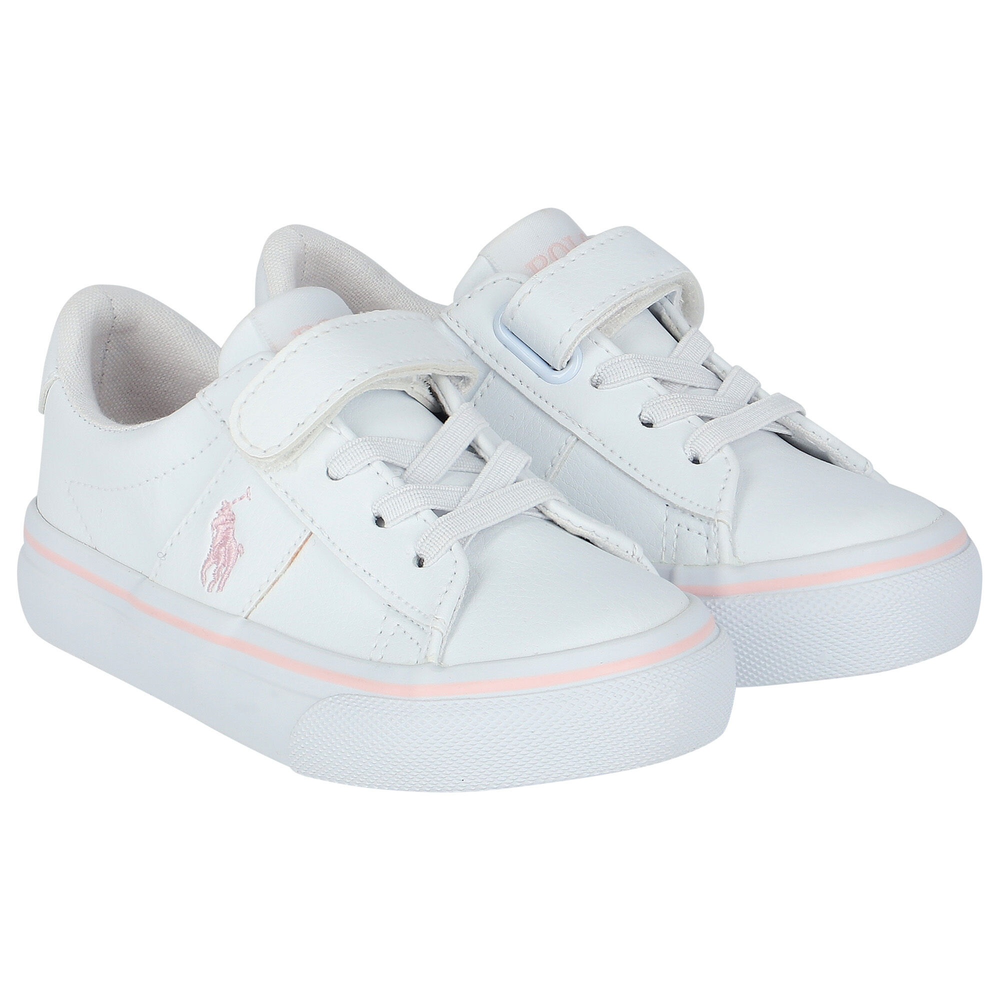 Ralph Lauren Girls White Logo Trainers Junior Couture