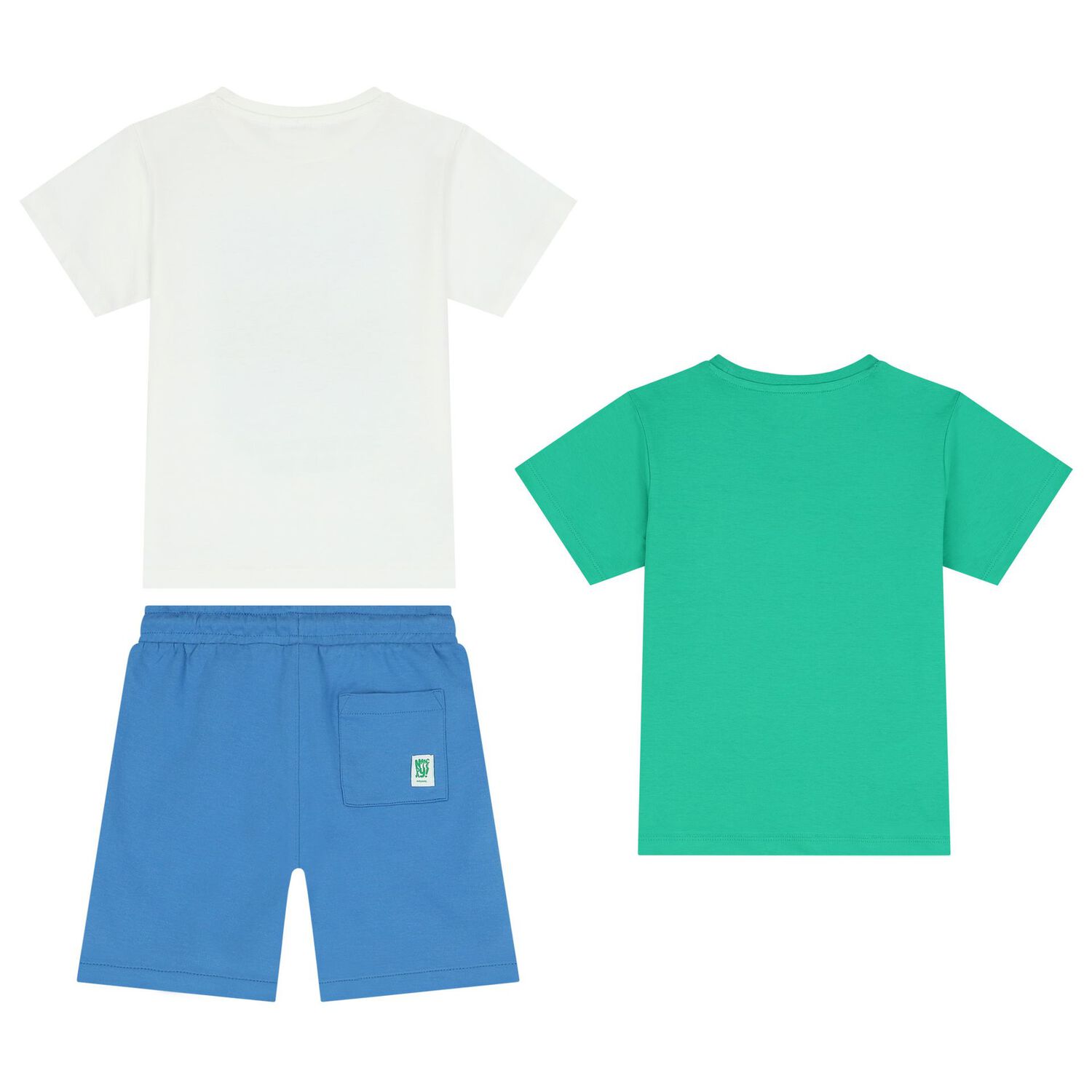 Boys Green, White & Blue Shorts Set (3 Piece), 1, hi-res image number null