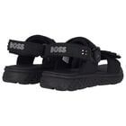 Boys Black Logo Sandals, 1, hi-res