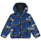 Boys Navy Blue Logo Padded Puffer Jacket, 1, hi-res