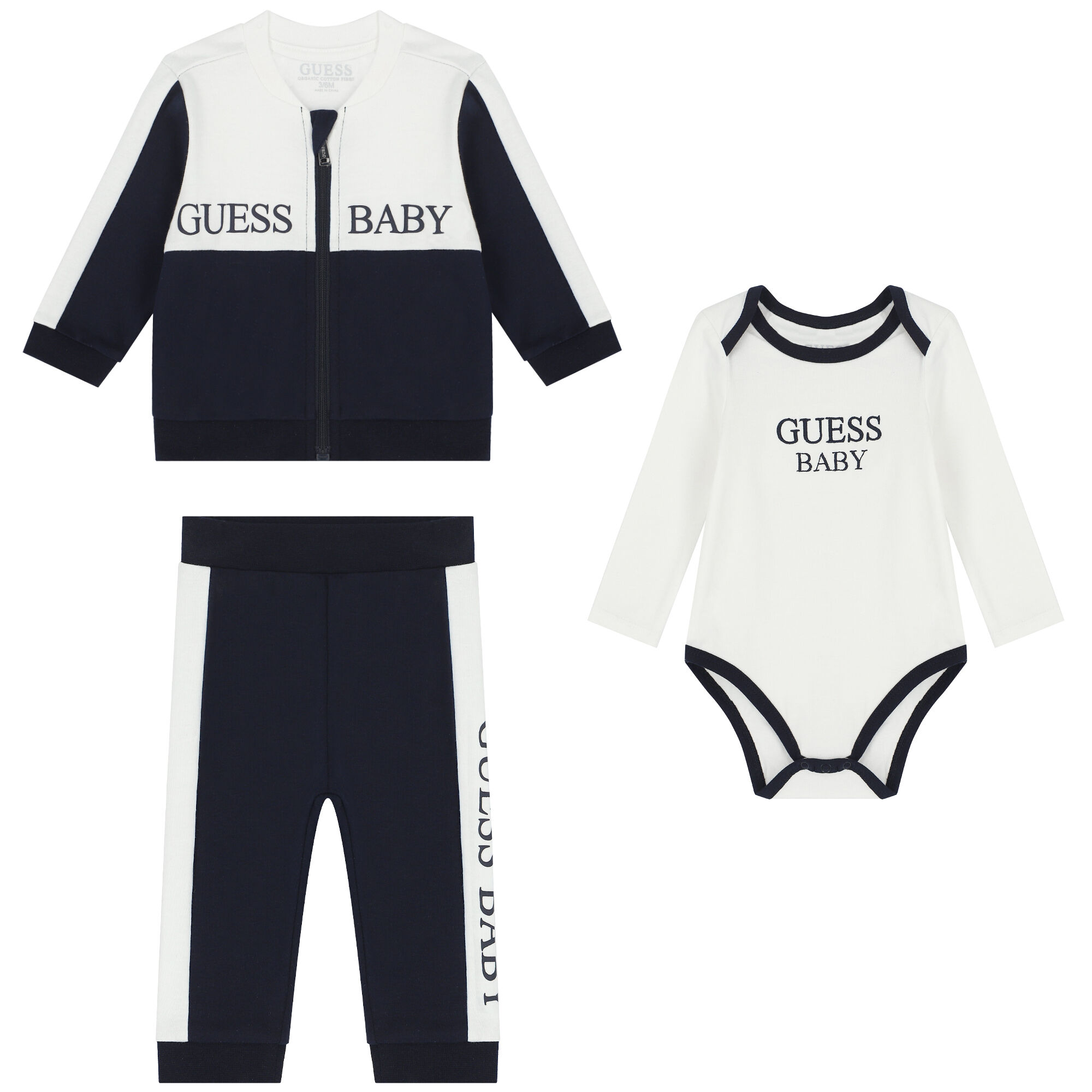 Guess Baby Boys Navy Blue White Logo Tracksuit Set Junior Couture
