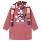 Girls Pink Fox Knitted Dress Set, 1, hi-res
