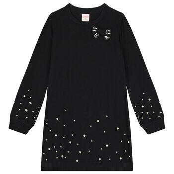 Girls Black Embellished Jumper Dress