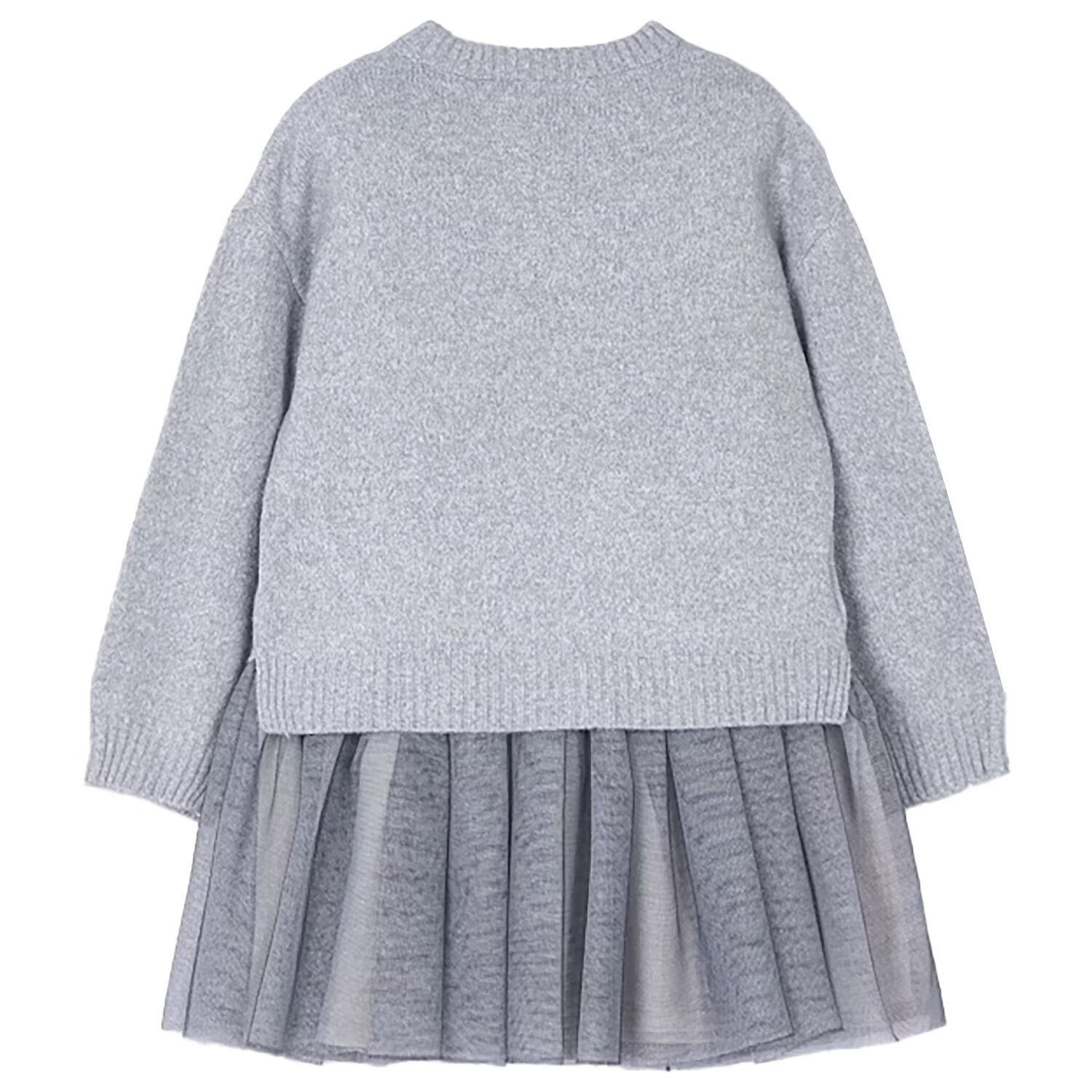 Girls Grey Tulle Dress Set, 3, hi-res