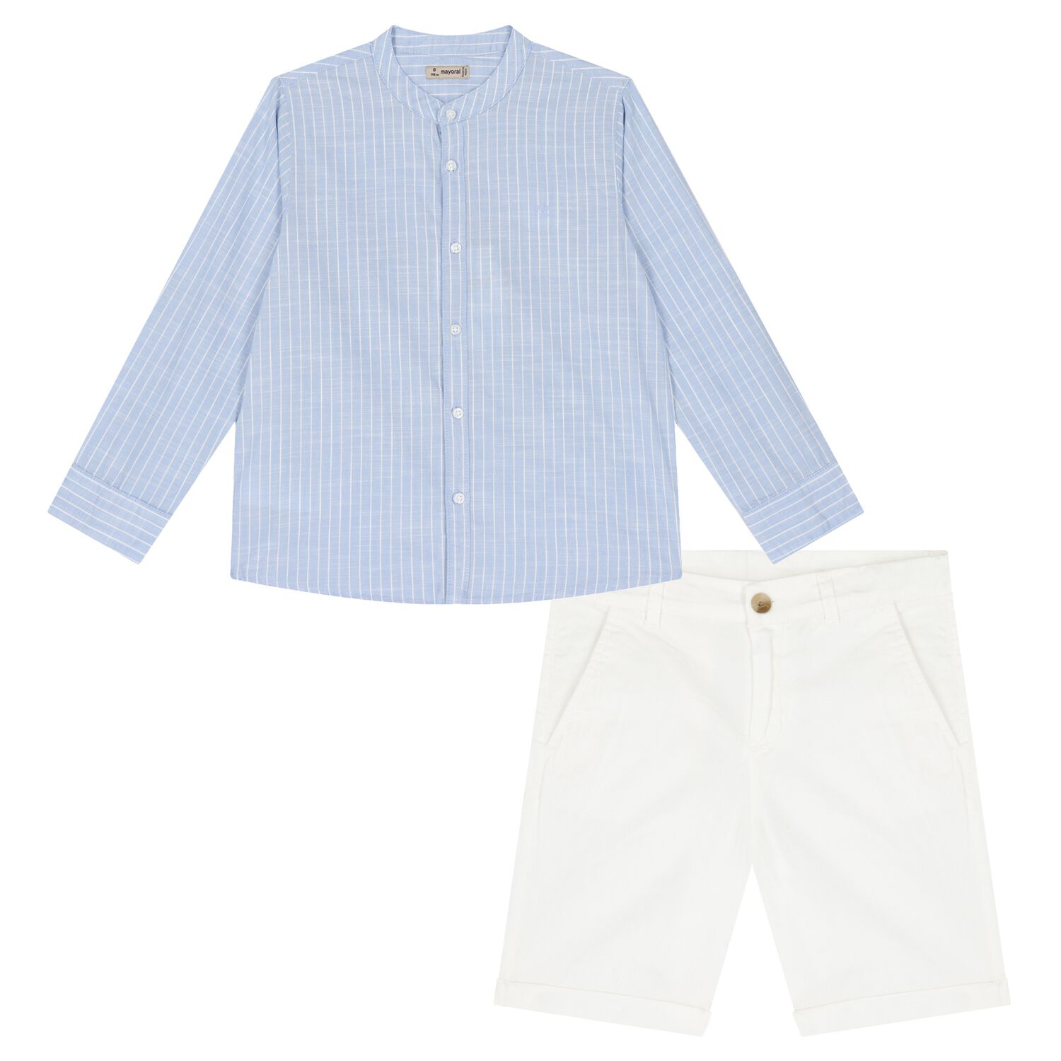 Boys Blue & White Striped Shorts Set, 1, hi-res