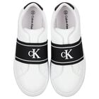 White & Black Logo Trainers, 2, hi-res