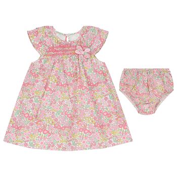 Baby Girls Pink Liberty Floral Dress Set