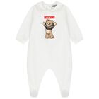 Ivory Christmas Teddy Bear Logo Babygrow, 1, hi-res