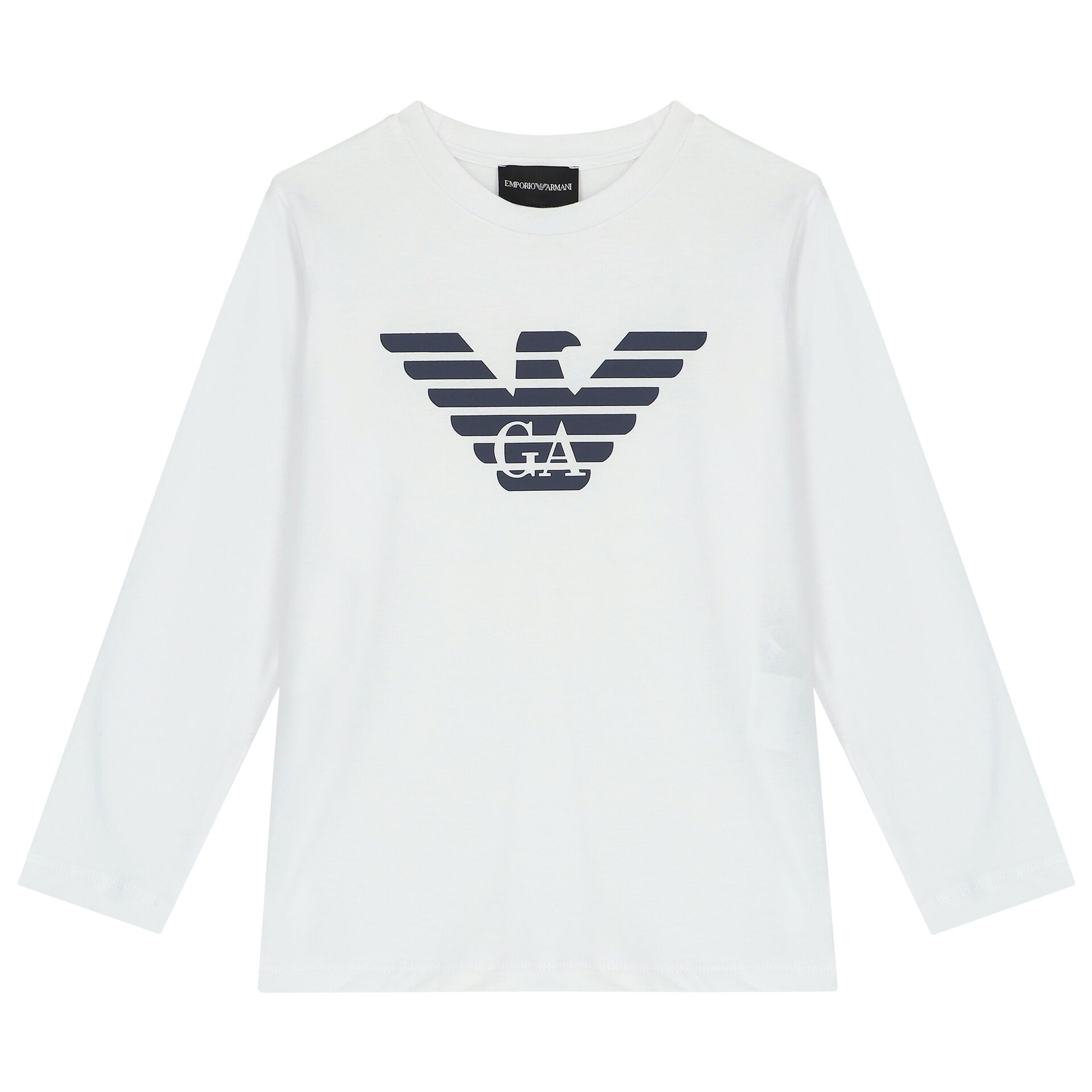 Emporio Armani Boys White Logo Long Sleeve Top Junior Couture