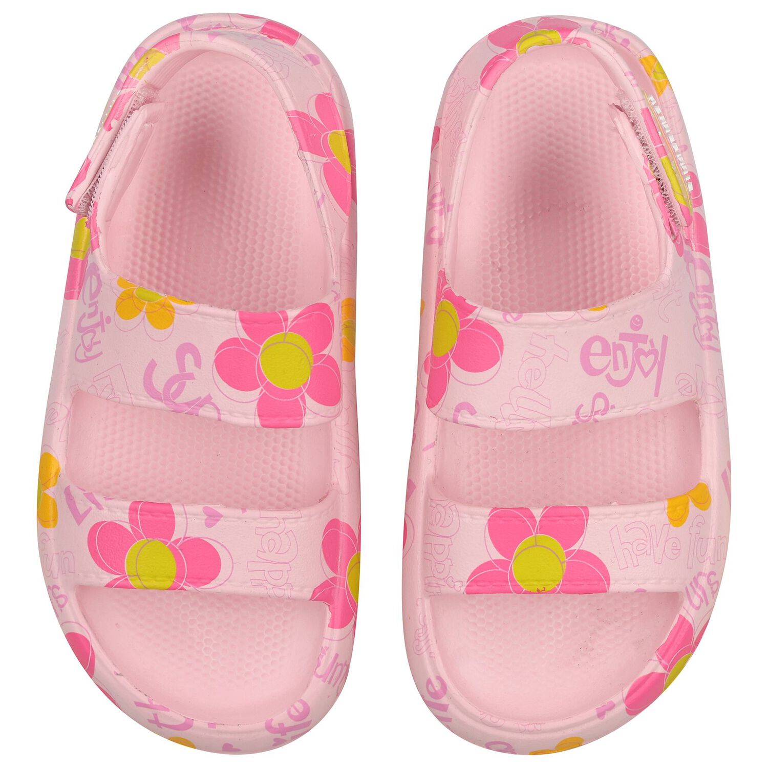 Girls Pink Floral Sandals, 1, hi-res