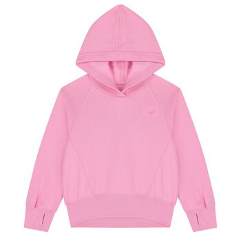 Girls Pink Logo Hooded Top