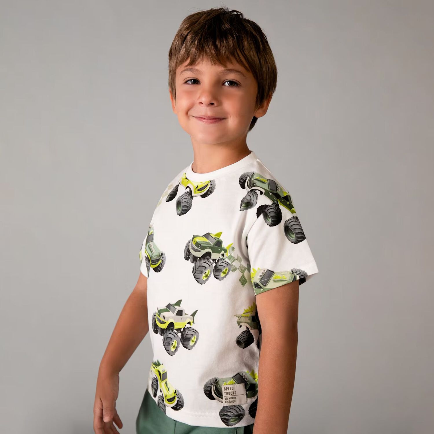Boys Ivory Monster Truck T-Shirt, 2, hi-res