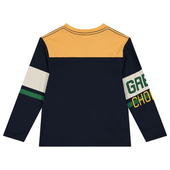 Boys Navy Blue & Yellow Long Sleeve Top