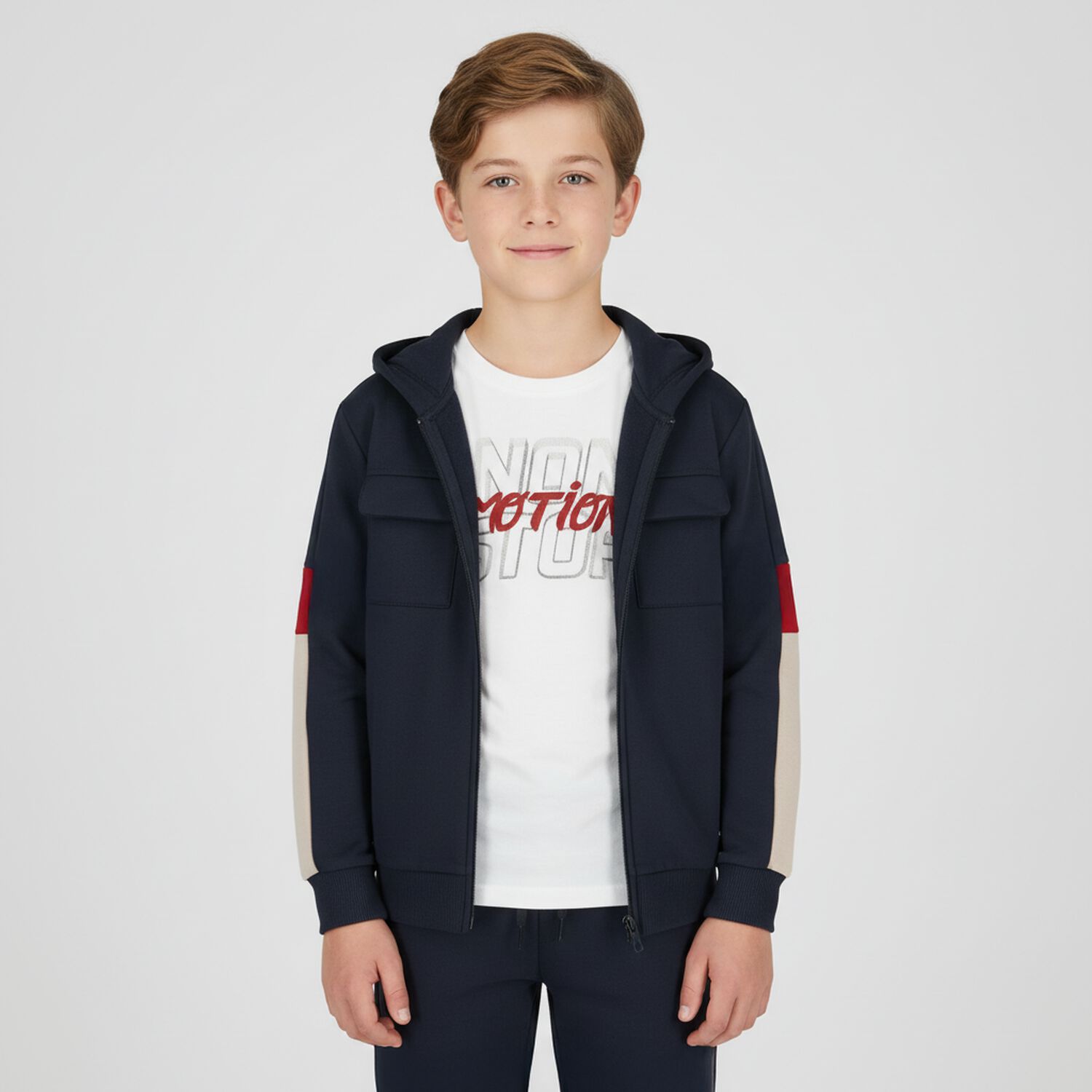 Boys Blue & White Tracksuit Set (3 Piece), 1, hi-res image number null