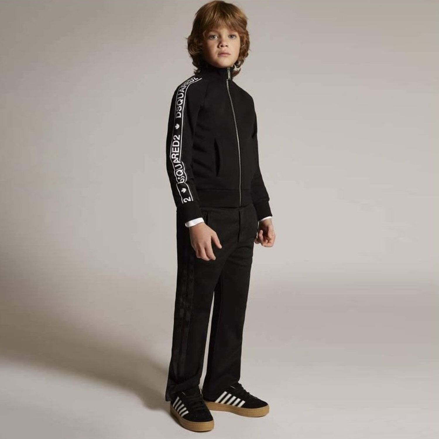 Boys Black Logo Zip Up Top, 1, hi-res image number null